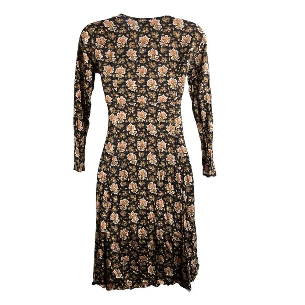 Vintage Esprit‎ Girls Y2K Black Floral Dress Est. Size 6 Whimsigoth Cottagecore